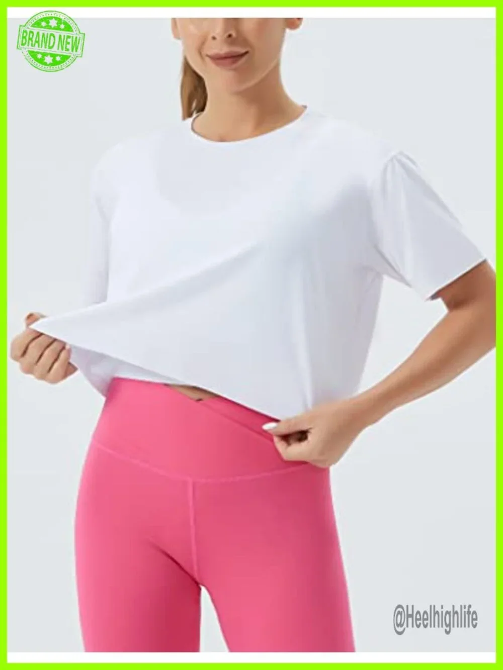 Crop T-Shirt Boxy Yoga Workout Short Sleeve Athletic Top